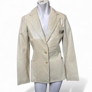 Cream‎ Leather Blazer